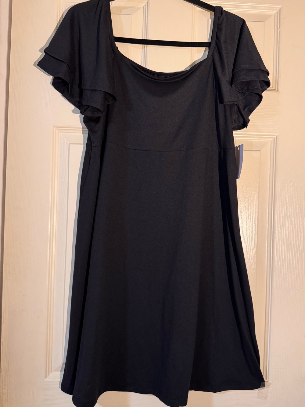 SO Black Double Flutter-Sleeve Mini Dress XL